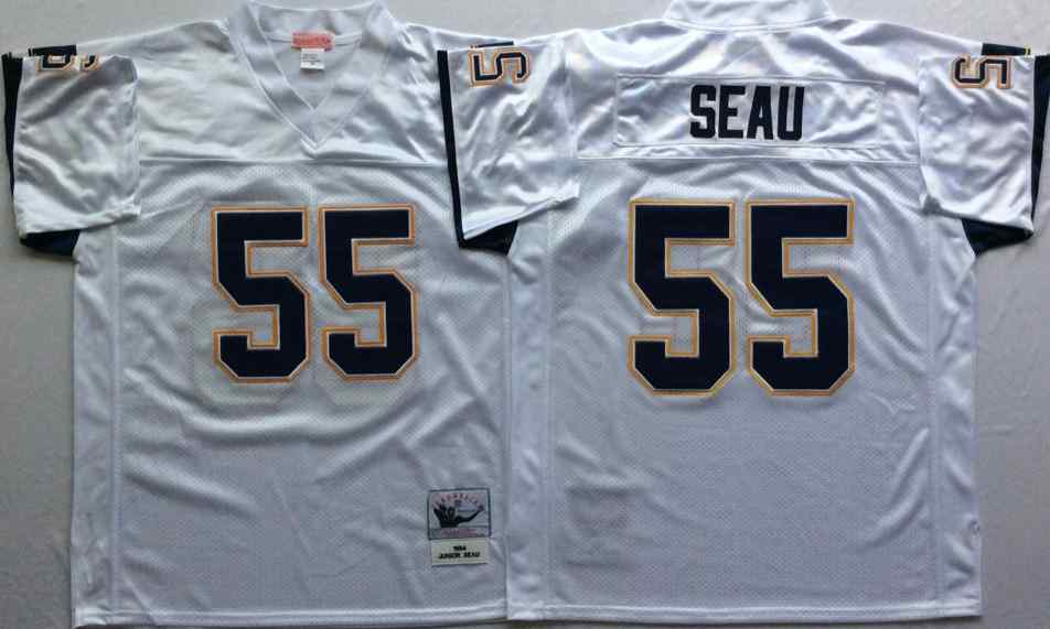 Chargers 55 Junior Seau Throwback White Jersey