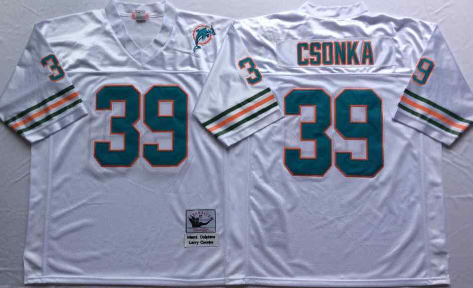 Miami Dolphins 39 Larry Csonka Throwback White Jersey