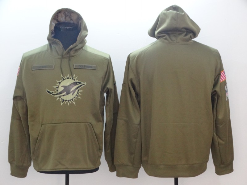 Men's Nike Olive Miami Dolphins Salute to Service Sideline Therma Performance Pullover Hoodie