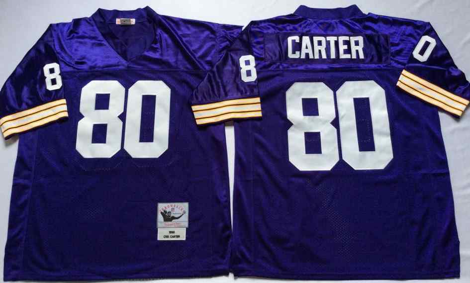 Minnesota Vikings 80 Cris Carter Throwback Purple Jersey