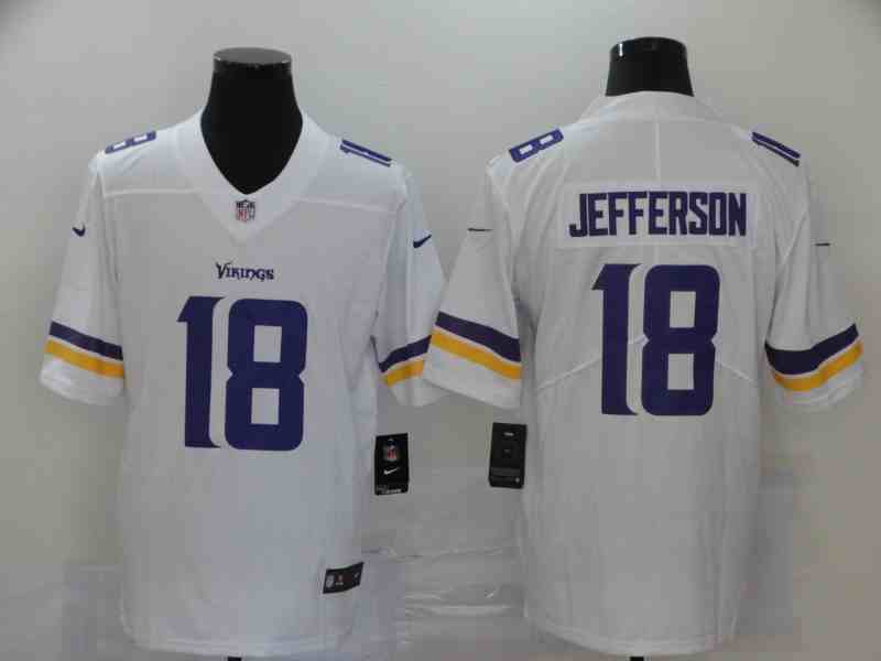 Men's Minnesota Vikings 18 Justin Jefferson 2020 White Vapor Untouchable Nike Limited Jersey