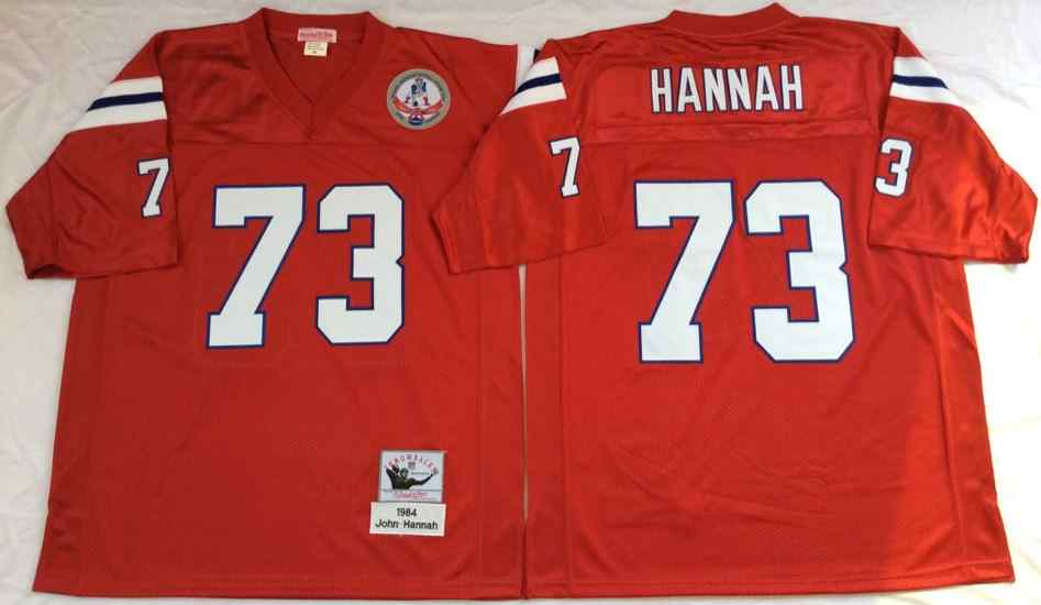 New England Patriots 73 John Hannah 1984 Throwback Red Jersey