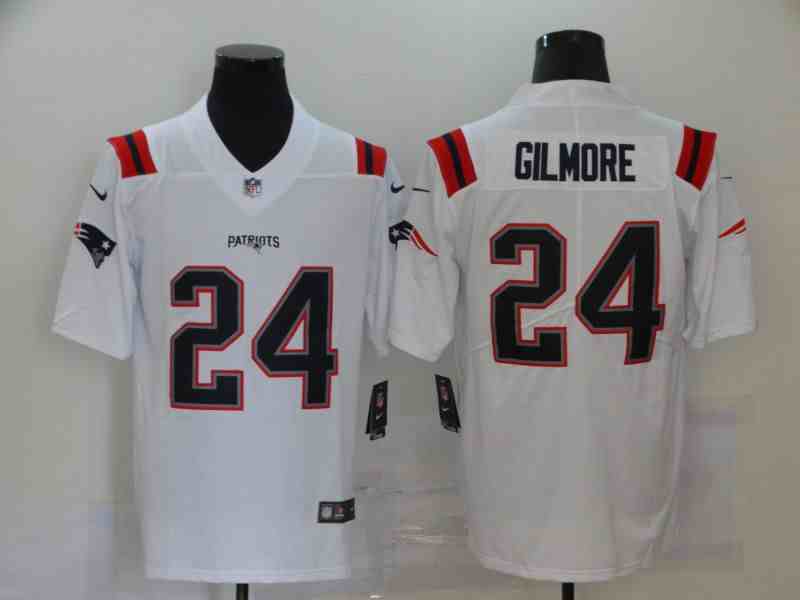 Men New England Patriots 24 Gilmore White Vapor Untouchable Limited Nike NFL Jerseys
