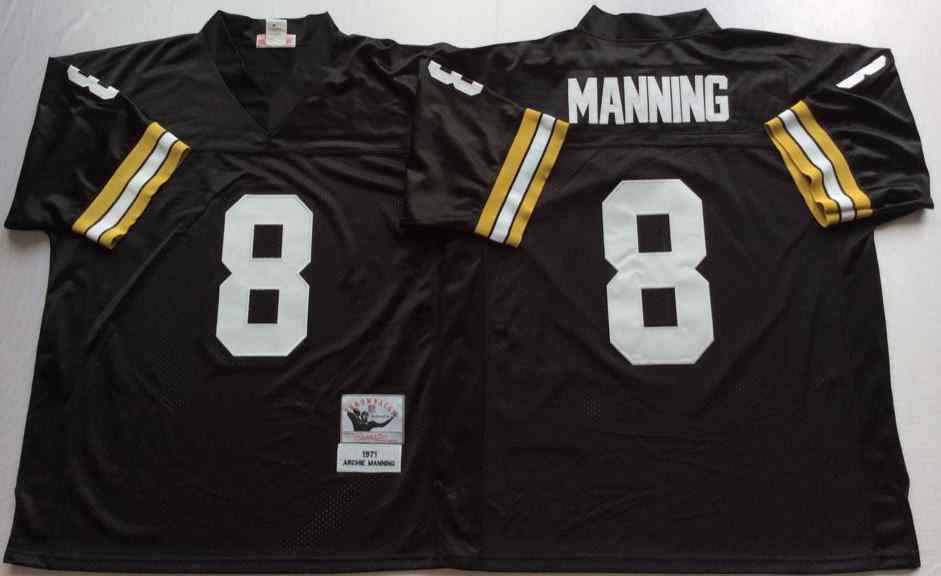 New Orleans Saints 8 Archie Manning 1971 Throwback Black Jersey