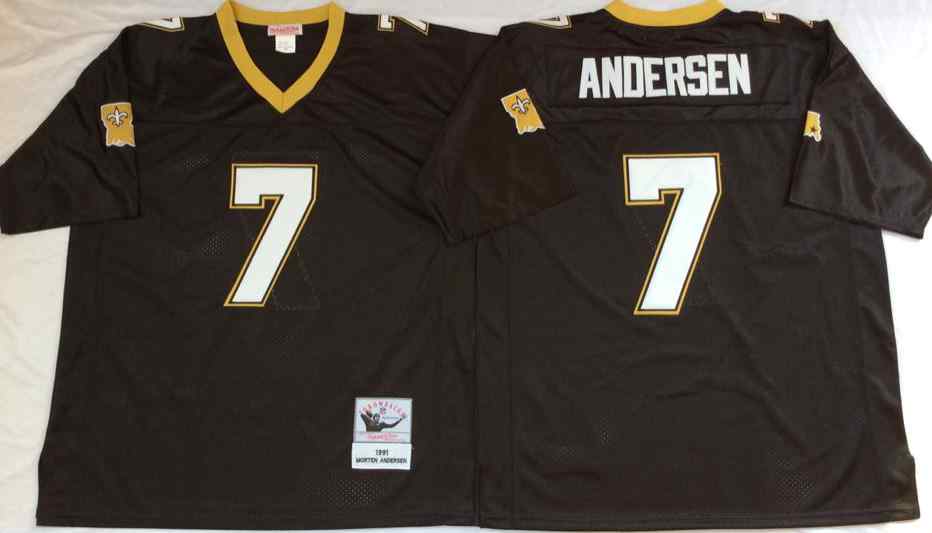New Orleans Saints 7 Morten Andersen 1991 Throwback Black Jersey