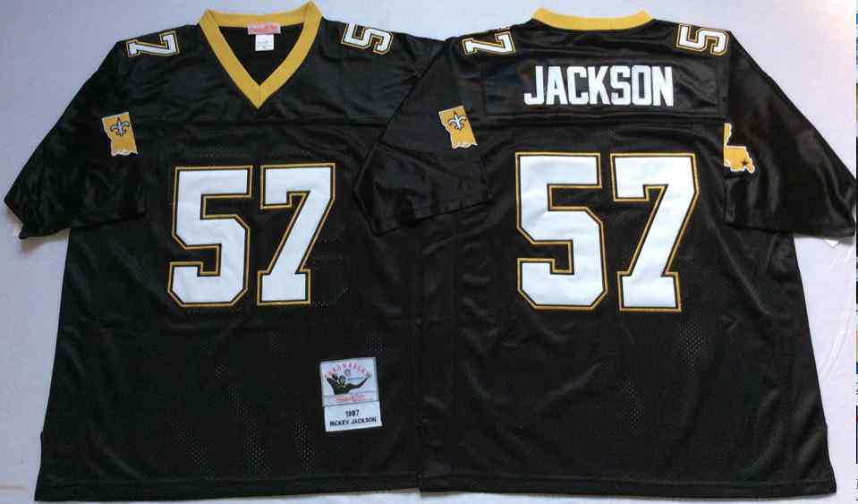 New Orleans Saints 57 Rickey Jackson 1987 Throwback Black Jersey