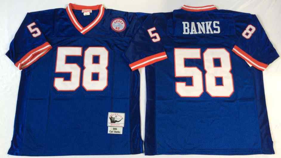 New York Giants 58 Carl Banks 1986 Throwback Blue Jersey