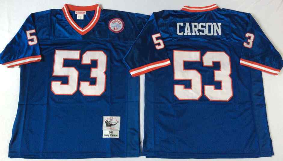 New York Giants 53 Harry Carson 1986 Throwback Blue Jersey