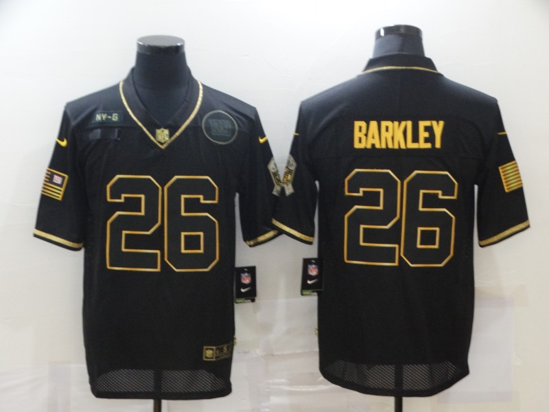 Nike Giants 26 Saquon Barkley Black Gold 2020 Salute To Service Limited Jersey