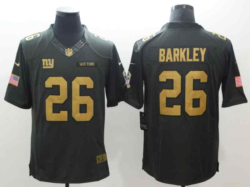 Nike Giants 26 Saquon Barkley Gold Anthracite Salute To Service Limited Jersey