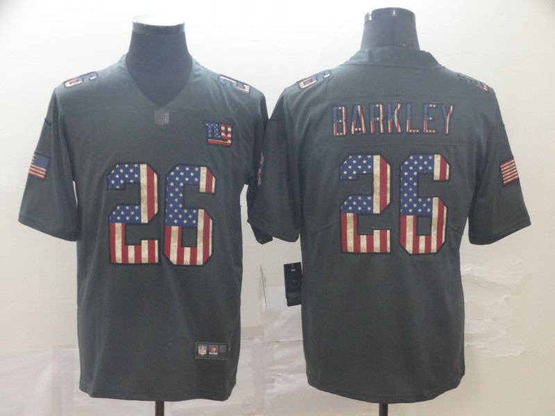 Nike Giants 26 Saquon Barkley Black Salute To Service USA Flag Fashion Limited Jersey