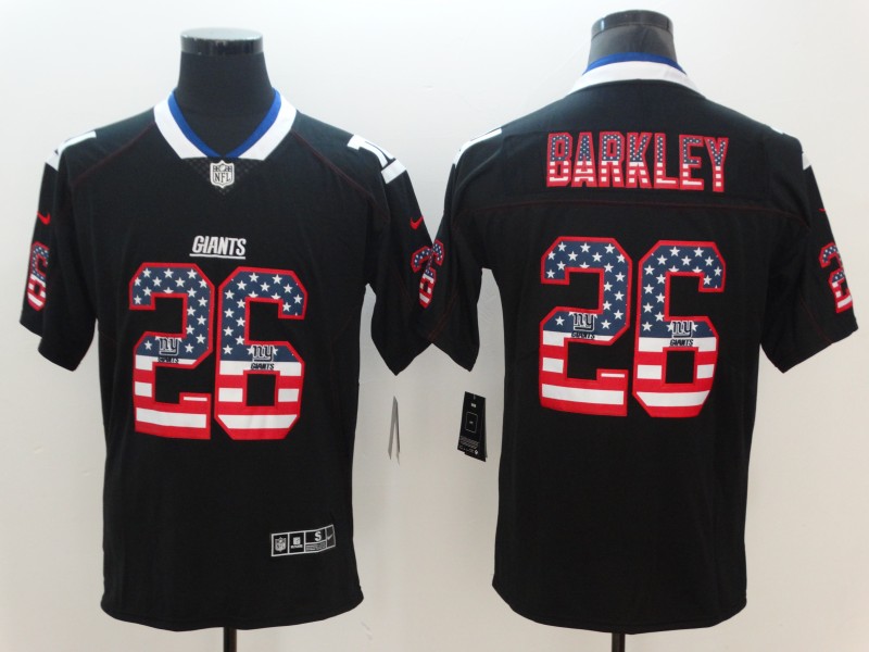 Nike Giants 26 Saquon Barkley Black Mens Stitched NFL Limited Rush USA Flag Jersey