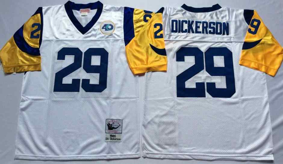 Los Angeles Rams 29 Eric Dickerson White Throwback Jersey