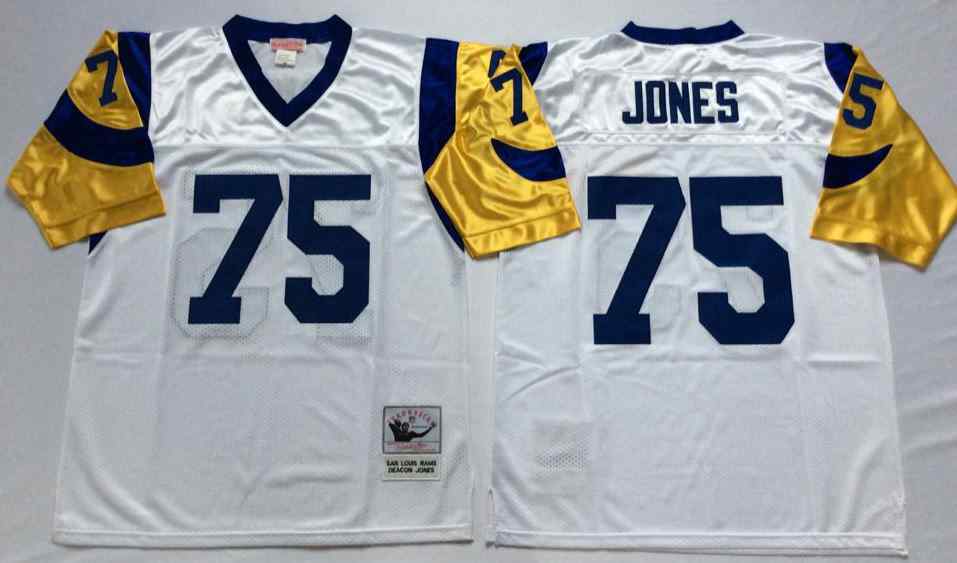 Los Angeles Rams 75 Deacon Jones Throwback White Jersey