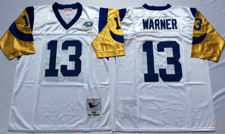 Rams 13 Kurt Warner Throwback White Jersey