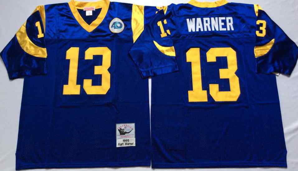 Rams 13 Kurt Warner Throwback Blue Jersey
