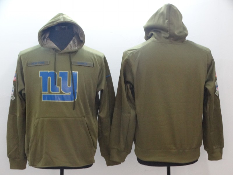 Men's New York Giants  Olive Salute To Service Sideline Therma Performance Pullover Stitched NFL Hoodie