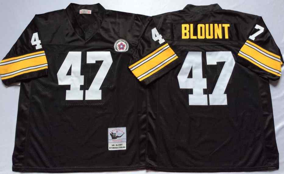 Pittsburgh Steelers 47 Mel Blount 1975 Throwback Black Jersey