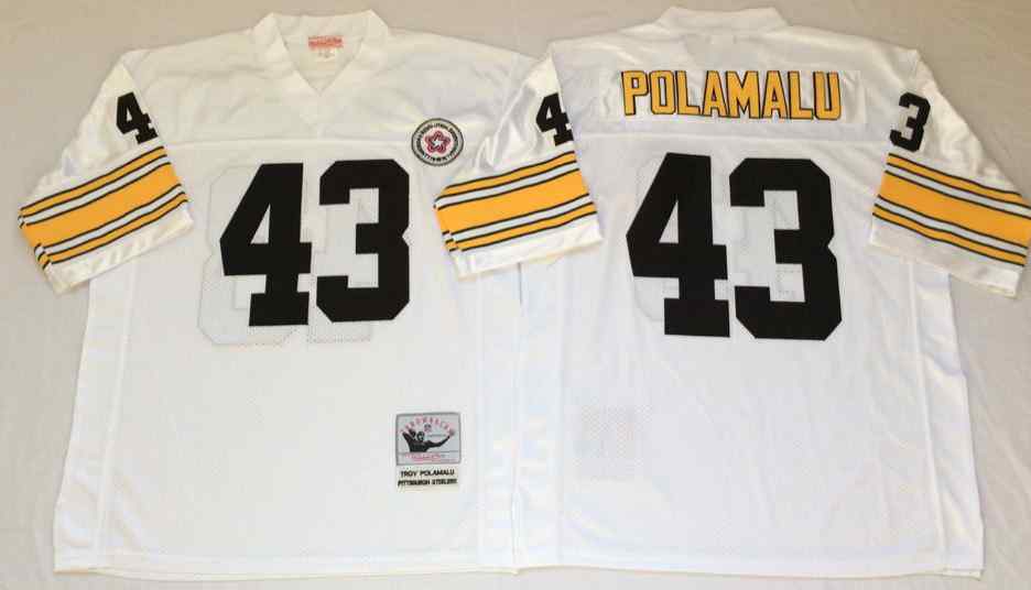Pittsburgh Steelers 43 Troy Polamalu Throwback White Jersey