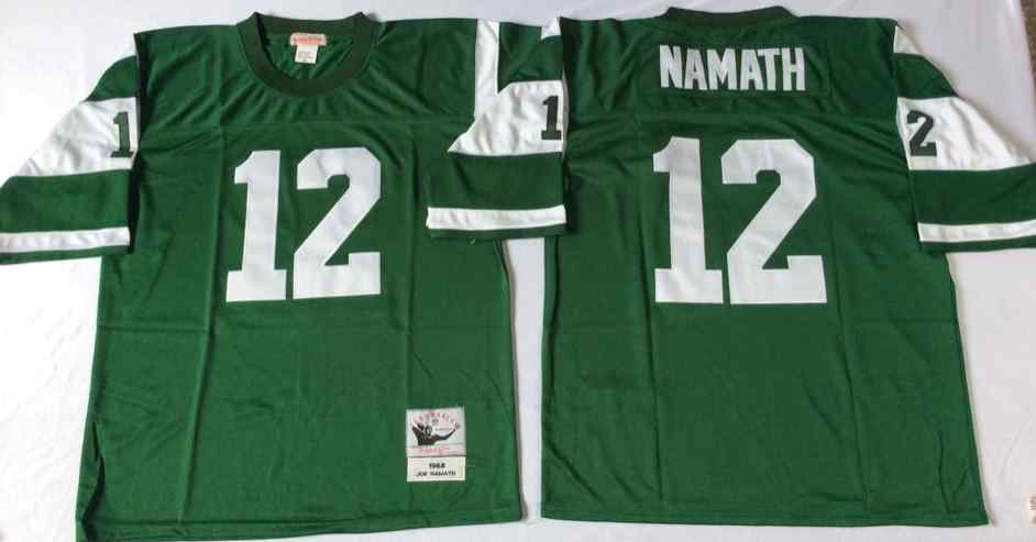 New York Jets 12 Joe Namath 1968 Throwback Green Jersey
