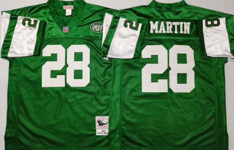 New York Jets 28 Curtis Martin 2004 Throwback Green Jersey