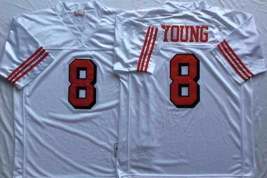 San Francisco 49ers 8 Steve Young 1994 Throwback White Jersey