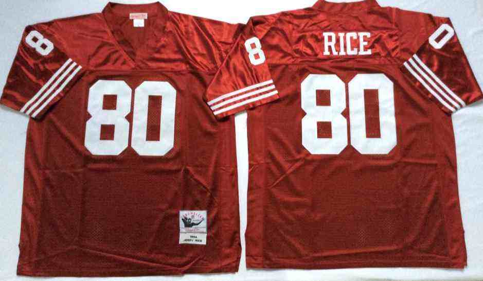 San Francisco 49ers 80 Jerry Rice Red Throwback Jersey