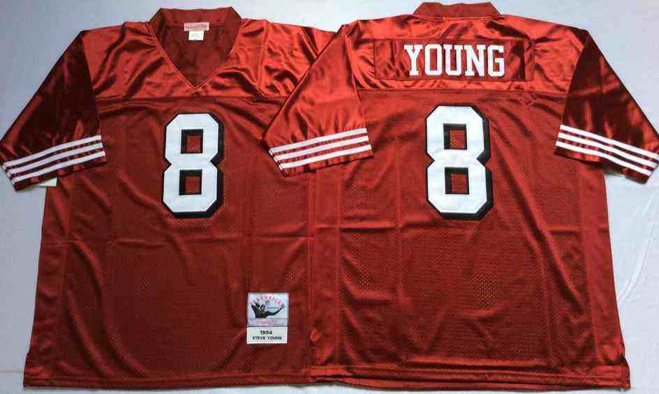 San Francisco 49ers 8 Steve Young 1994 Throwback Red Jersey