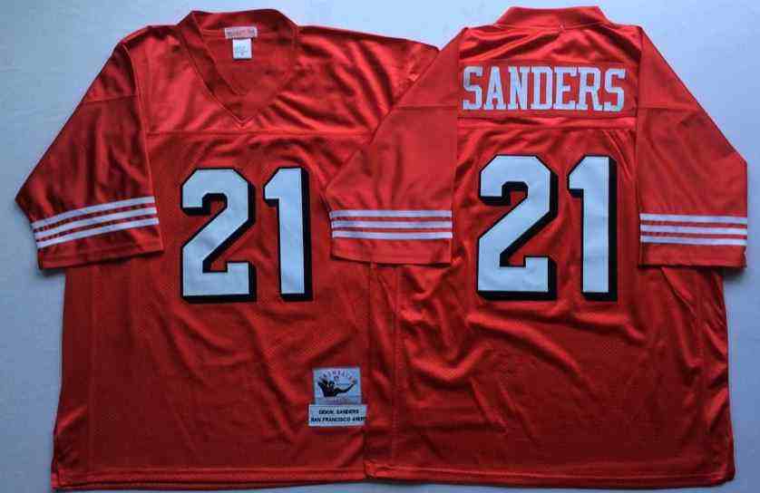 San Francisco 49ers 21 Deion Sanders 1994 Throwback Red Jersey