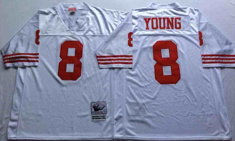 San Francisco 49ers 8 Steve Young White Throwback Jersey