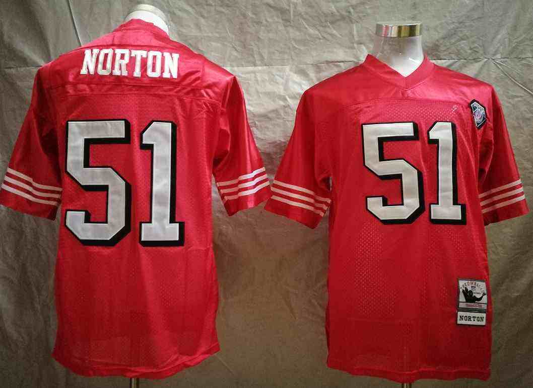 San Francisco 49ers Ken Norton Jr 51  Men's NFL Throwback Red Jersey