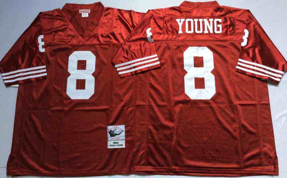 San Francisco 49ers 8 Steve Young Red Throwback Jersey