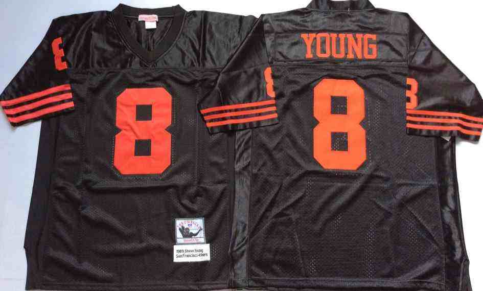 San Francisco 49ers 8 Steve Young Throwback Black Jersey