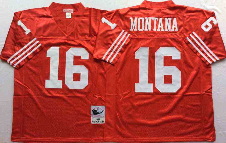 San Francisco 49ers 16 Joe Montana Red Throwback Jersey