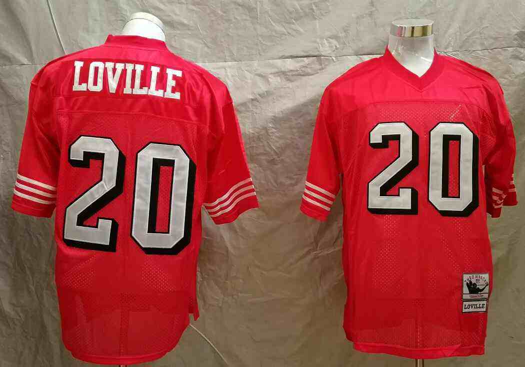 San Francisco 49ers 20 Derek Loville 1995 Throwback Red Jersey