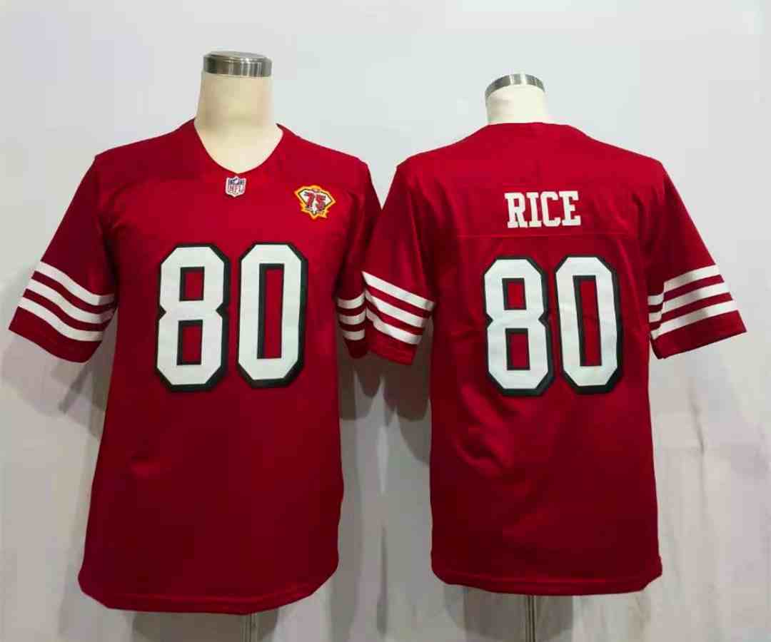 Nike 49ers 80 Jerry Rice Red 75th Anniversary Vapor Untouchable Limited Jersey