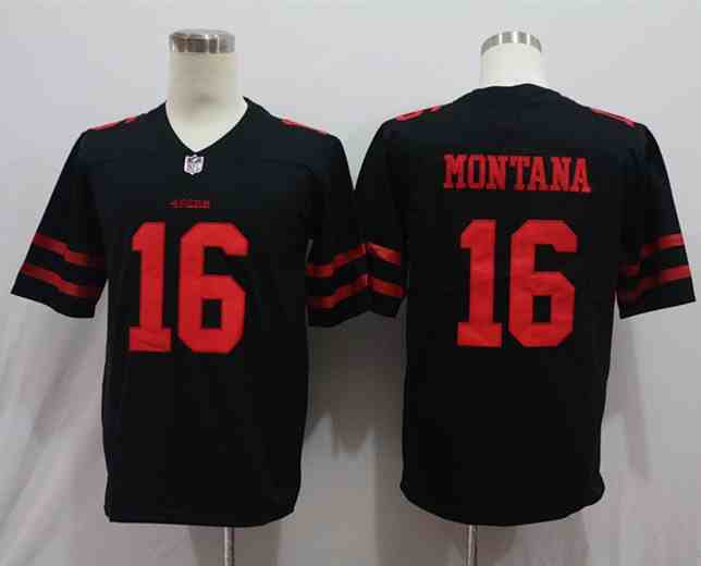 Nike 49ers 16 Joe Montana Black Limited Jersey