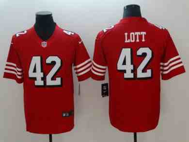 Nike 49ers 42 Ronnie Lott Red Vapor Untouchable Limited Jersey