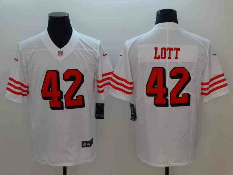 Nike 49ers 42 Ronnie Lott White Color Rush Vapor Untouchable Limited Jersey