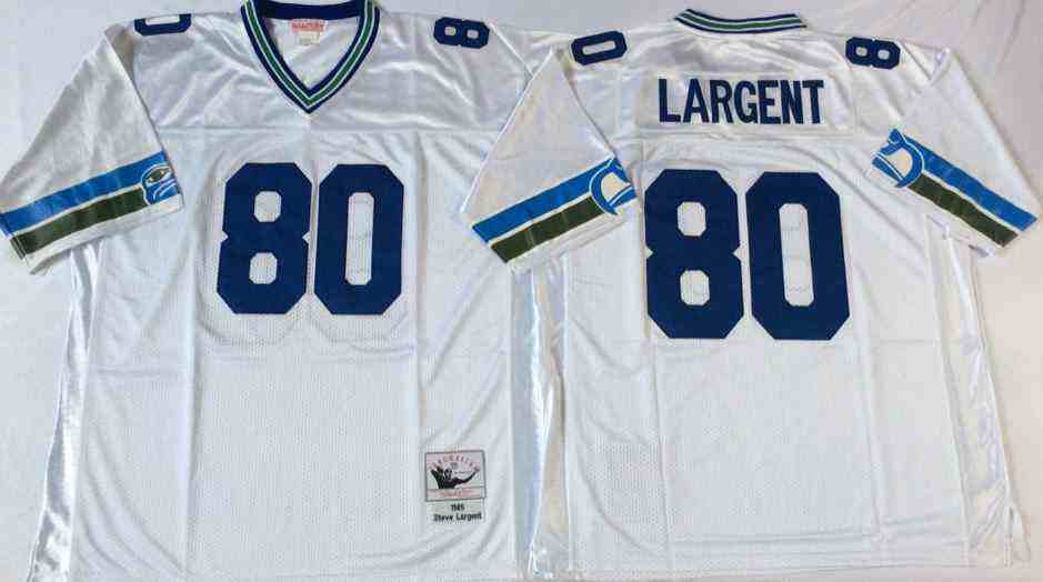 Seattle Seahawks 80 Steve Largent Throwback White Jersey