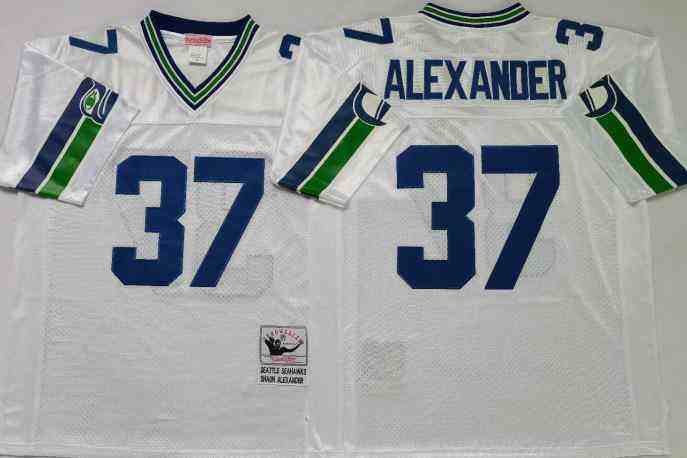 Seattle Seahawks 37 Shaun Alexander Throwback white Jersey