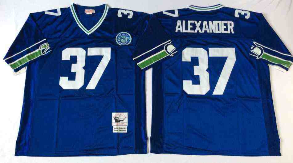 Seattle Seahawks 37 Shaun Alexander Throwback Blue Jersey
