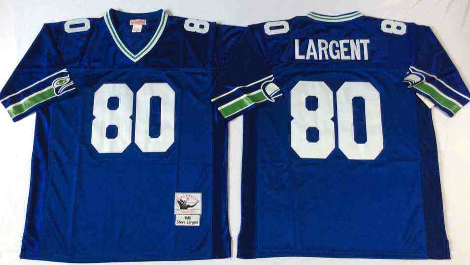 Seattle Seahawks 80 Steve Largent Throwback Blue Jersey