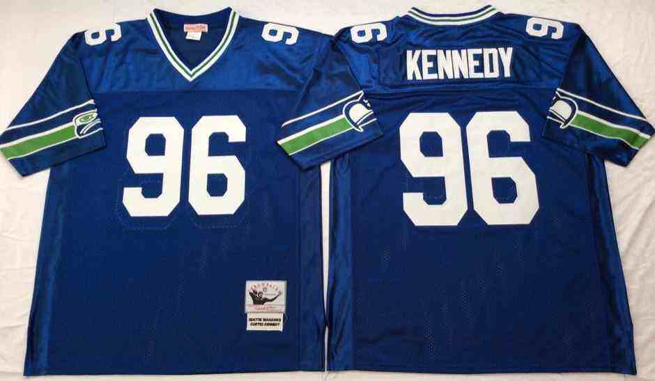 Seattle Seahawks 96 Cortez Kennedy Throwback Blue Jersey