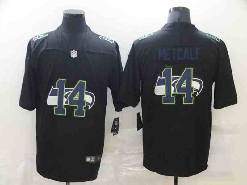 Nike Seahawks 14 DK Metcalf Black Shadow Logo Limited Jersey