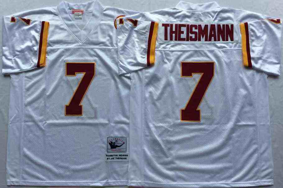 Washington Redskins 7 Joe Theismann Throwback White Jersey