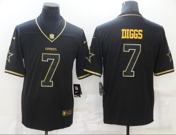 Men's Dallas Cowboys 7 Trevon Diggs Black Golden Edition Stitched NFL Nike Limited Jersey
