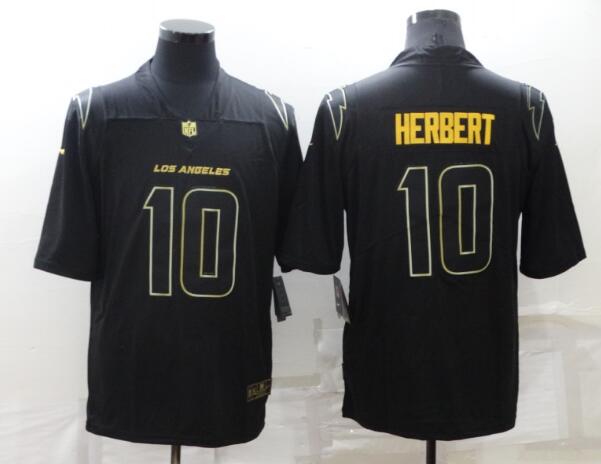 Nike Chargers 10 Justin Herbert Black Gold Limited Jerseys