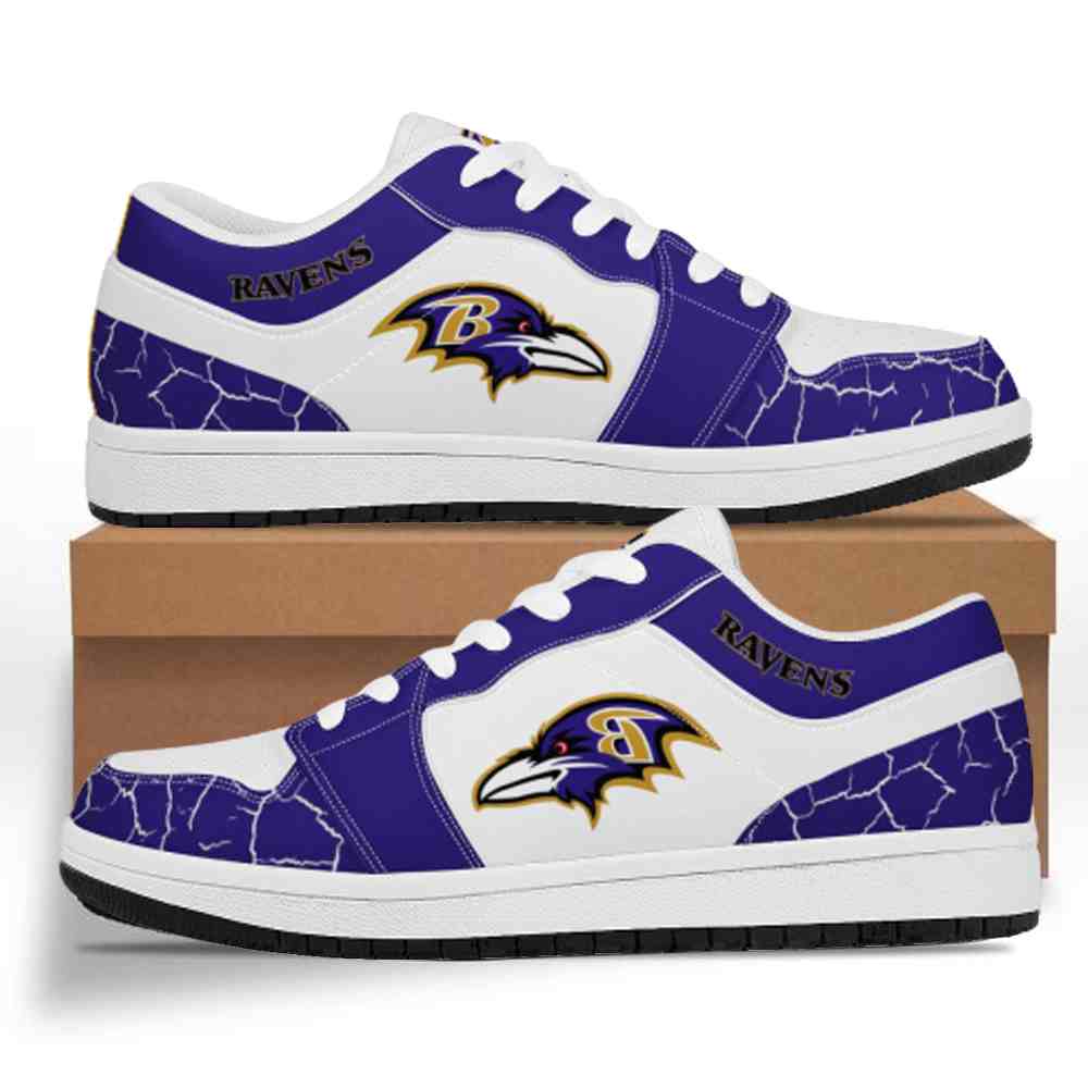 NFL Customized  shoes Baltimore Ravens Low Top Leather AJ1 Sneakers 001 Customized  shoes