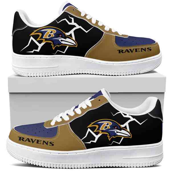 NFL Customized  shoes  Baltimore Ravens Air Force 1 Sneakers 001 Customized  shoes